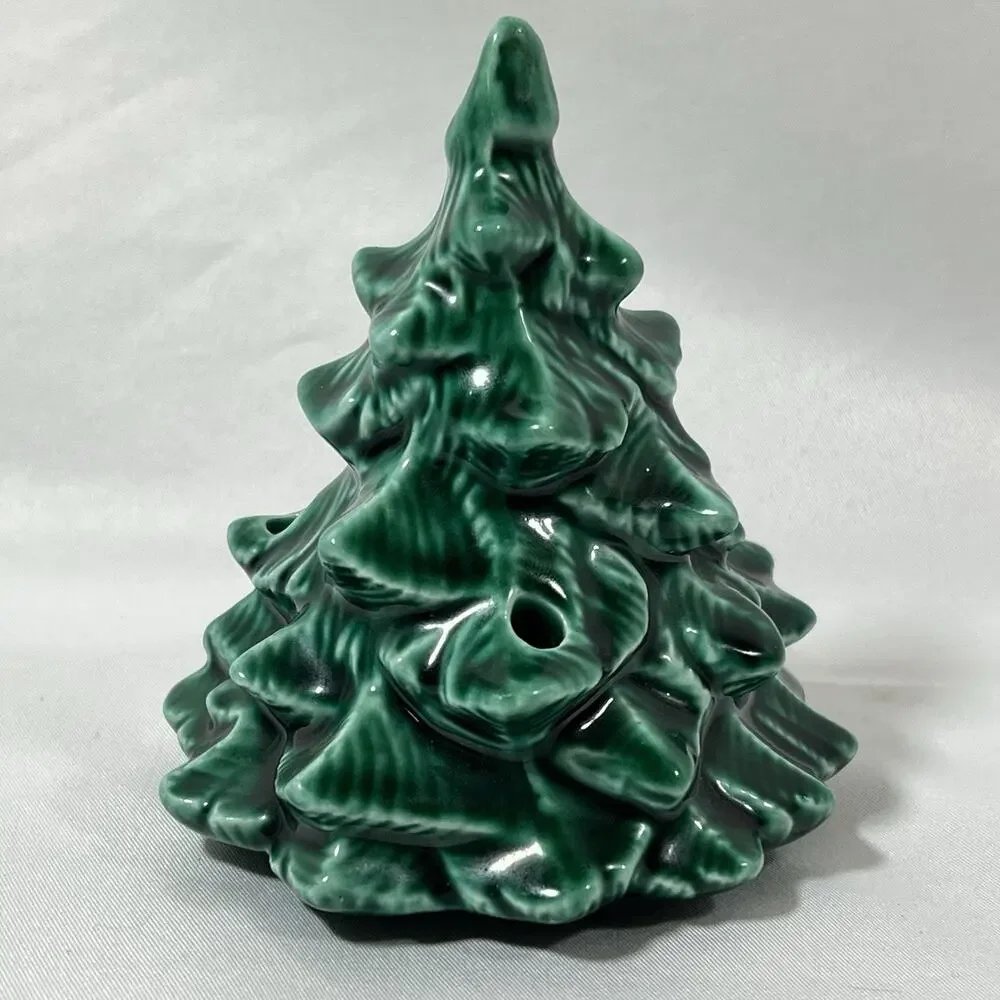 Vintage Mini Small Ceramic Tree Top Green Light Bulb Holes 4” Butterfly